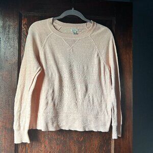 LL Bean Light Pink 100% Organic Cotton Spring Sweater Boxy Casual Small Petite